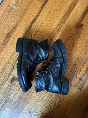 Red Wing Shoes Black Leather Lace-Up Work Boots